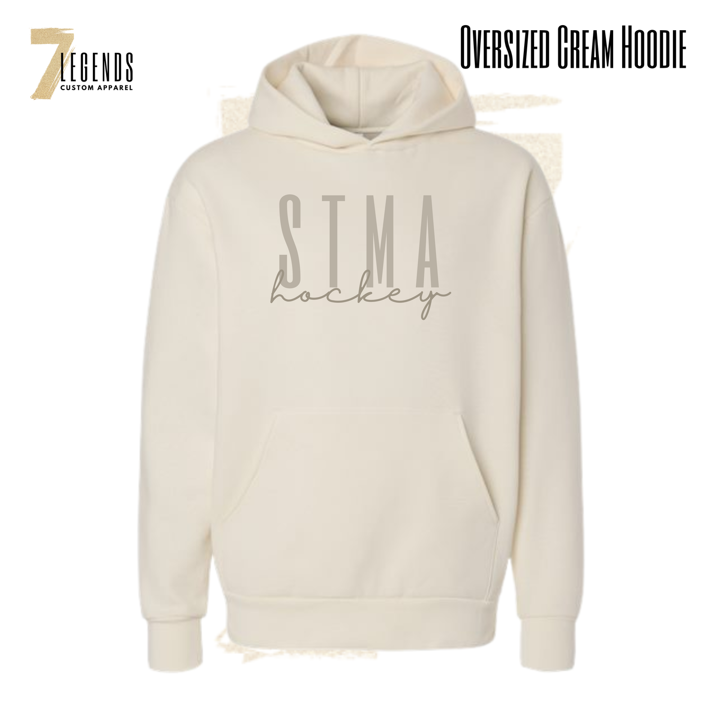 Adult Oversized Cream Hockey Hoodie