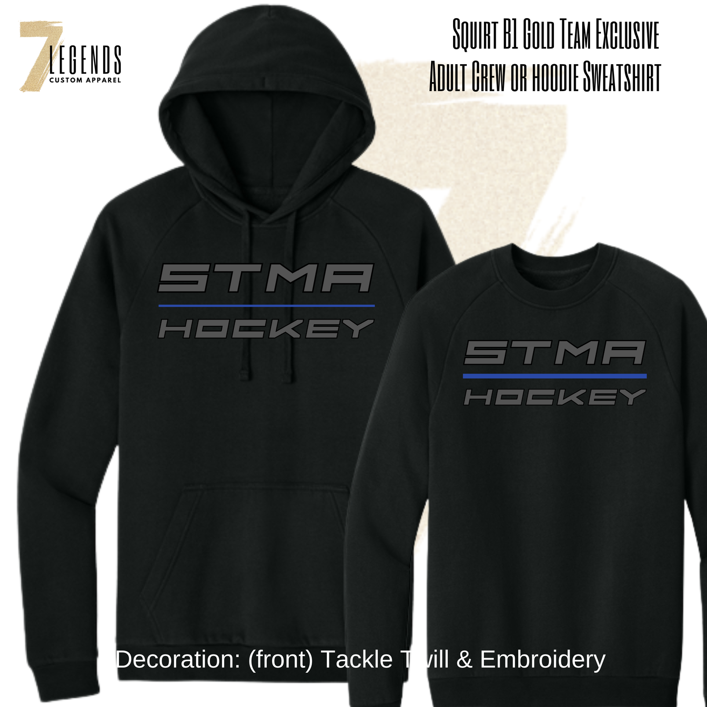 All Black Adult Hoodie or Crew Sweatshirt DW