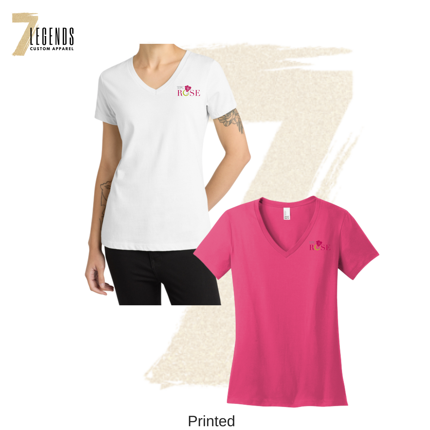 TPC Rose V-Neck T-shirt