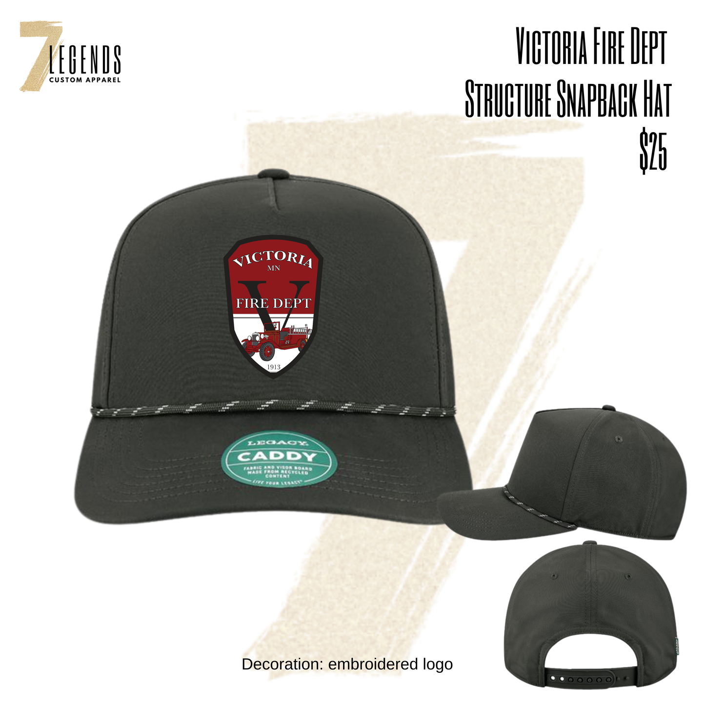 Victoria Fire Dept Snapback Hat with Rope